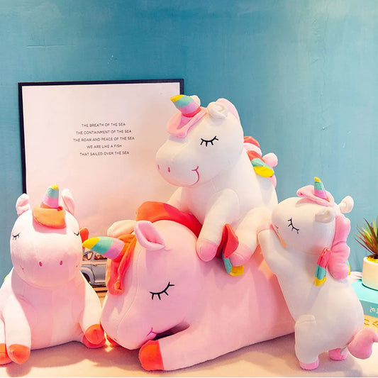 Unicorn Plush Toy 40cm Kawaii Pony Stuffed Animal Plushies White Pink Cute Soft Doll Cuddly Children Kids Girls Christmas Birthday Gift