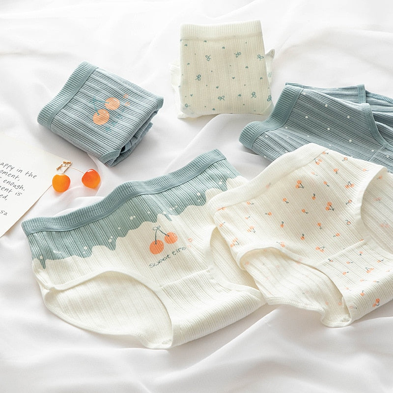 5Pcs/set Cotton Panties for Women Girl Briefs Underwear Plus Size Cute Soft Short Pantys Lingerie Female Ladies Underpants