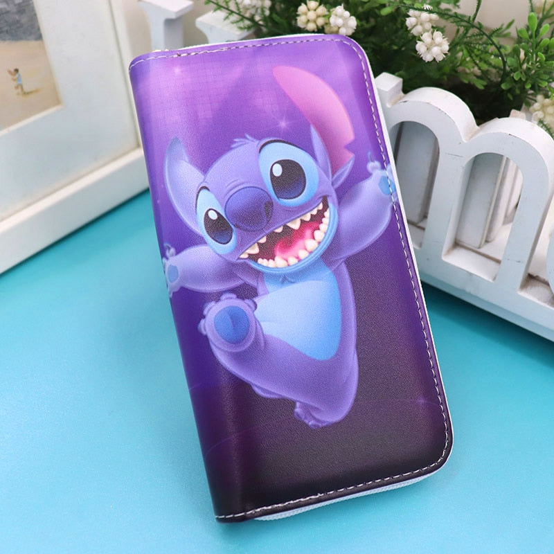 New Disney Women Wallet Stitch Cartoons Long PU Coin Purse Bag for Phone Card Holder Cute Printing Fashion Money Clip Clutch Bag