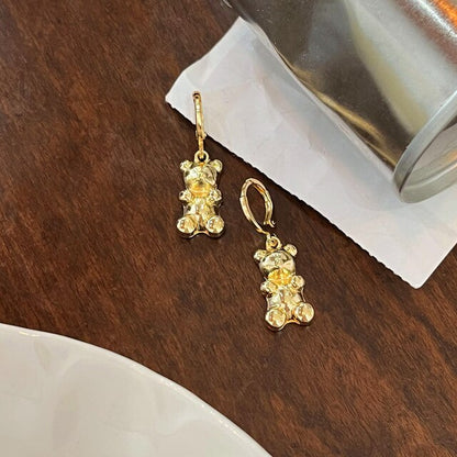 Cute Acrylic Candy Gummy Bear Dangle Earrings for Women Rainbow Bear CZ Hoop Earrings Korean Fashion Sweet Girl Jewelry
