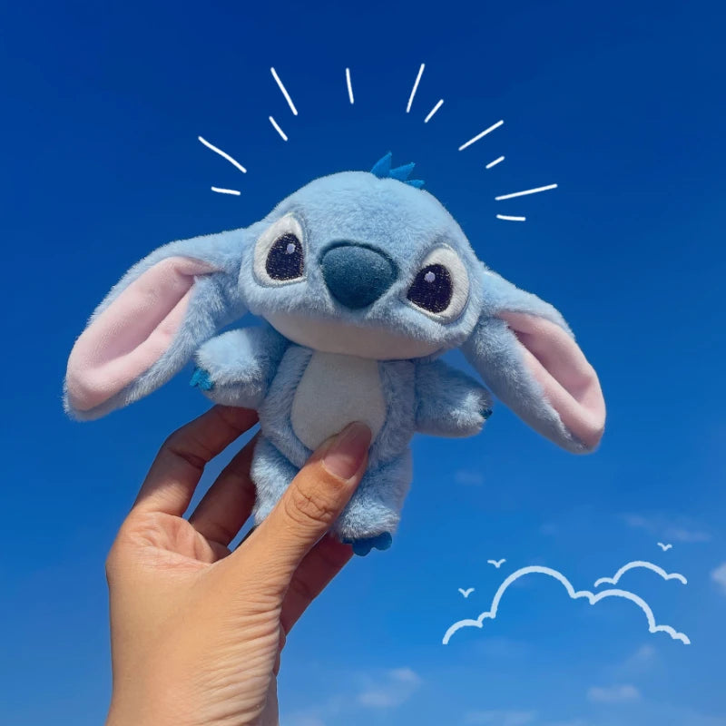 Disney 12cm Stitch and Angel Doll Bag Pendant Cartoon Anime Lilo & Stitch Plushies Keychains Birthday Gifts For Girl Child