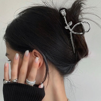 New Korean Vintage Flowers Large Metal Hair Claw Clip Ponytail Women Butterfly Shark Alloy Hair Claw Barrette Hair Accessories