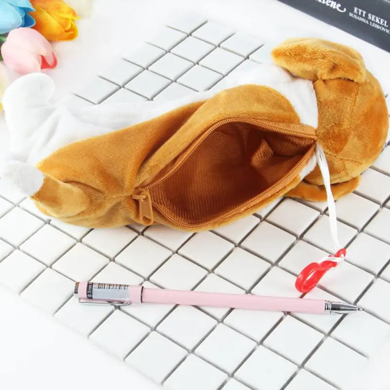 New Kawaii Novelty Simulation 5 Style Cute Dogs Pencil Case Soft Plush School Stationery Pen Bag Gift for Girl Boy Students