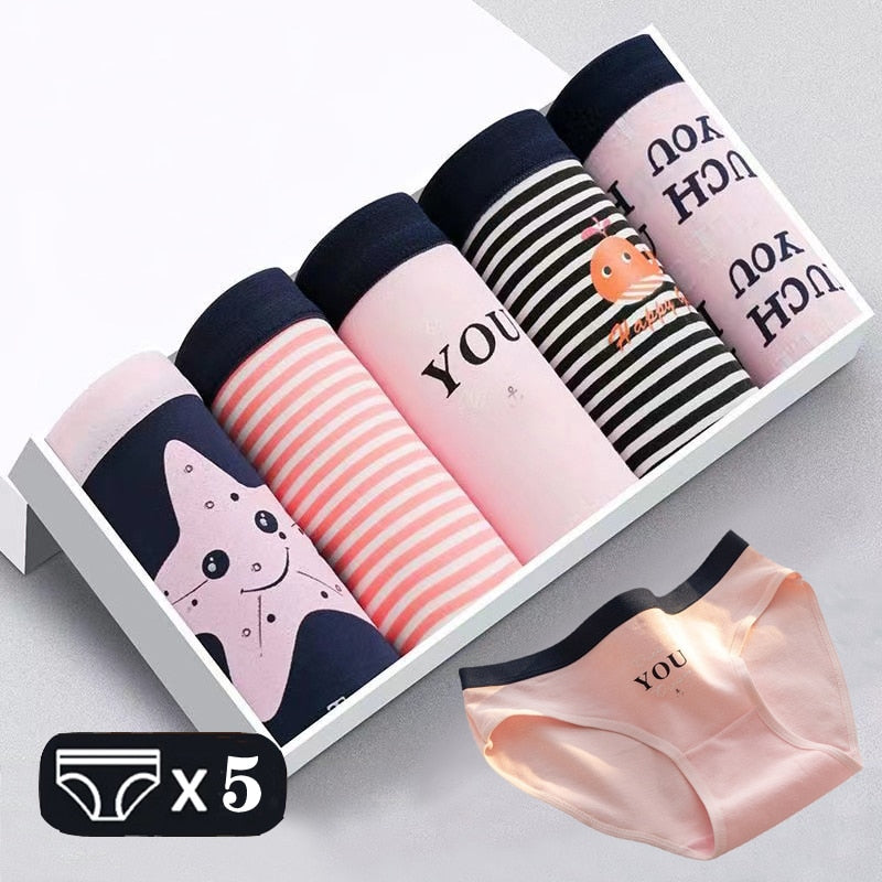 New Cotton Panties Girls' Briefs Cute Underwear Women Female M-2XL Soft Underpants Ladies Pink Pantys Lingerie Thongs