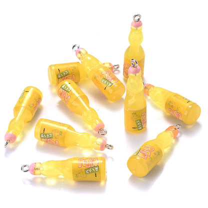 10Pcs Plastic Pop Cola Soda Drinks Beverages Charms Juice Alcohol Lemonade Bottle Resin Pendants for Jewelry Making Mini Crafts