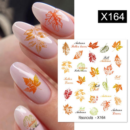 Harunouta Black Lines Flower Leaves Water Decals Stickers Floral Face Marble Pattern Slider For Nails Summer Nail Art Decoration