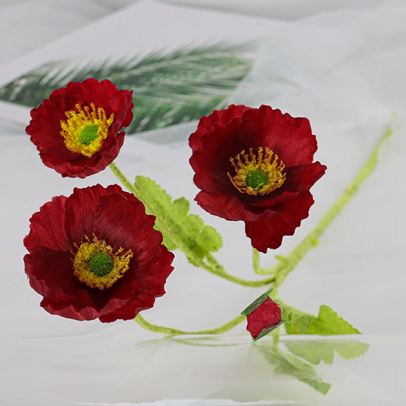 Artificial Flowers Poppy Silk Flowers Long Stem Housewarming  Garden Table Wedding DIY Party Wedding Bridal Bouquet Decoration