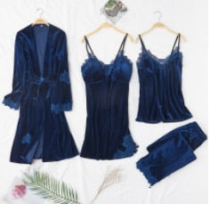 JULY'S SONG Pink 7 Pieces Women's Pajamas Sets Faux Silk Striped Pyjama Women's Pajamas Sleepwear Sets Spring Summer Homewear