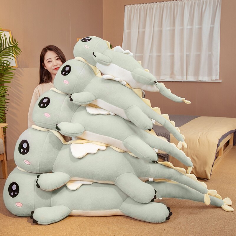 GIANT Dragon Plush Toy 130cm Big Kawaii Cute Green Pink Dinosaur Stuffed Animal Plushies with Wings Cushion Sofa Bed Soft Doll Pillow Kids Girls Birthday Gift