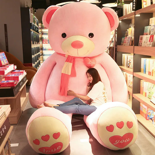 GIANT Teddy Bear Plush Skin 80-200cm Soft Big Life Size Pink Brown White Huge Large Empty Stuffed Animal Plushie Toy I Love You Scarf Cushion Pillow Girlfriend Wife Valentines Day Gift