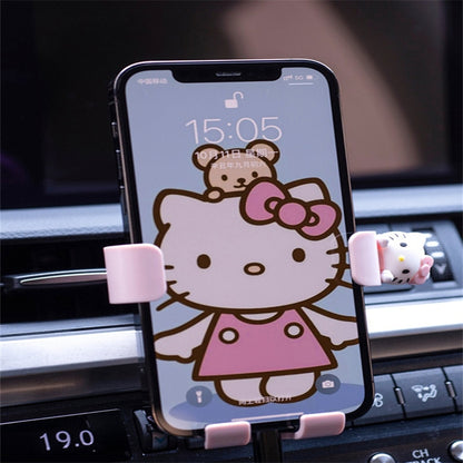 Kawaii Hello Kitty Y2K Sanrio Car Mobile Phone Bracket Cute Creative Cars Navigationgravity Holder Decoration Accessories Gifts