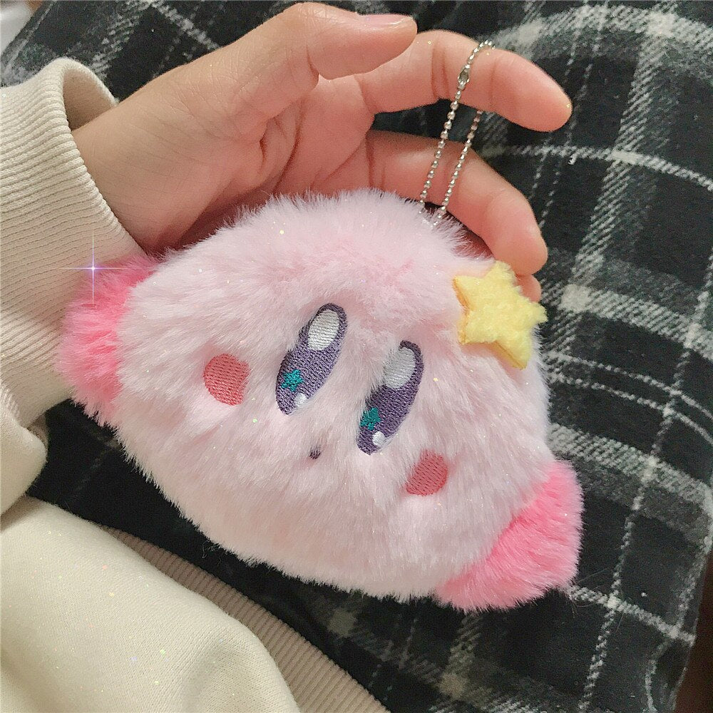 Kirby Plush Headphone Wallet Multifunctional Mini Wallet Video Game Cute Earphone Bag Plush Toy for Girls Birthday Gifts