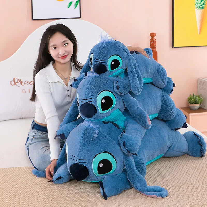 Hot Disney Stitch Plush Stuffed Doll Blue Kawaii Cartoon Animal Sofa Sleeping Soft Pillow Toys For Kids Girl Birthday Gift