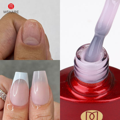 MSHARE Milky White Builder Nail Extension Gel in A Bottle 10ml Self leveling Nails Quick Building Clear Pink UV Led Gel