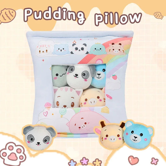 AIXINI Snack Pillow Pudding Plushie A Bag of Animal Plush Pudding Cat Panda Removable Set Birthday Christmas Gift Cute Kawaii