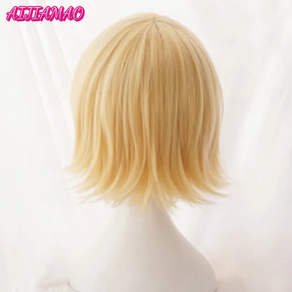 Rin Len Short Blond Heat Resistant Synthetic Hair Anime Cosplay Wigs + Track Code + Free Wig Cap