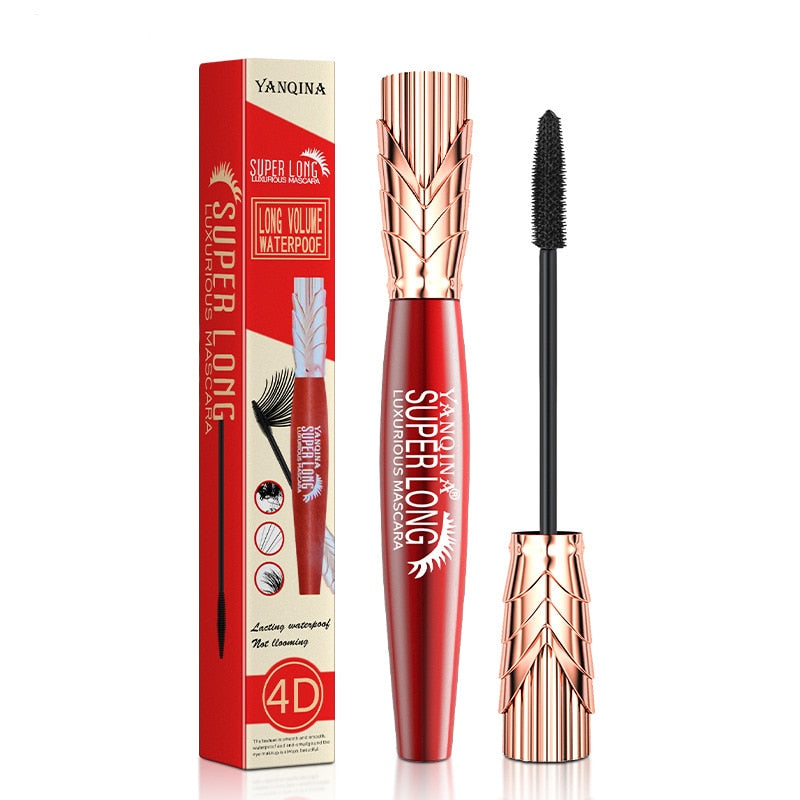 Waterproof Anti-sweat Mascara Lengthens Eyelashes Extension Black Silk Fiber Mascara Female Non-smudge Mascara Makeup Cosmetic