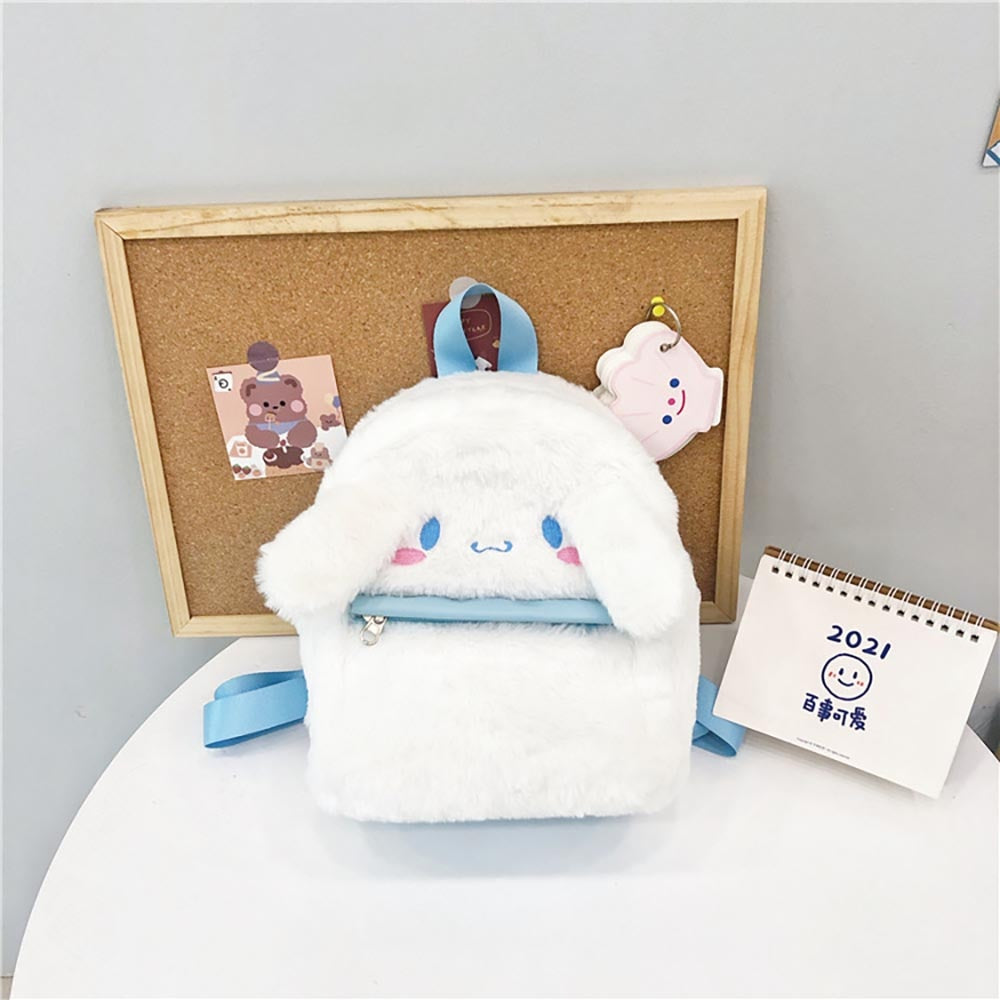 Plush Cinnamoroll Backpack Sanrio School Bag Supplies Stuffed Animal Plushie Mini Kawaii Cute Blue & White Dog Soft Kids Girl Birthday Gifts