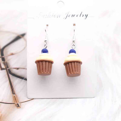 17*23mm Earring For Women Resin Handmade Realistic Cupcakes Cute Charms Drop Earrings Funny Gift