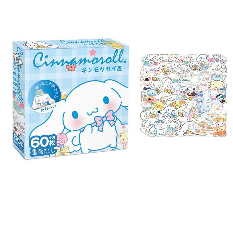 60Pcs Sanrio Hello Kitty Kuromi Cinnamoroll Pochacco Stickers for Kids Girls DIY Laptop Phone Diary Cute Cartoon Sanrio Sticker