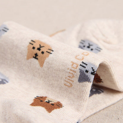 Cartoon Animal Cat Print Cute Women's Socks Japanese Style Kawaii Long Socks Casual Harajuku Streetwear Cotton Soft Crew Socks