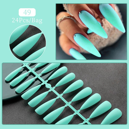 24pcs Sweet Summer Fake Nails Patches Pink Glitter Nude Press on Nails Women Wearable Nail Art Stickers Full Finished False Nail