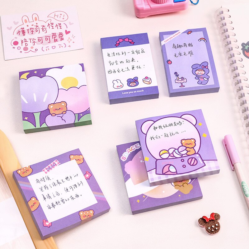 50pcs Kawaii planet bear rabbit Planner Sticky Notes Memo Pad Stationary Flakes School Supplies Decorative Cute N Times Sticky