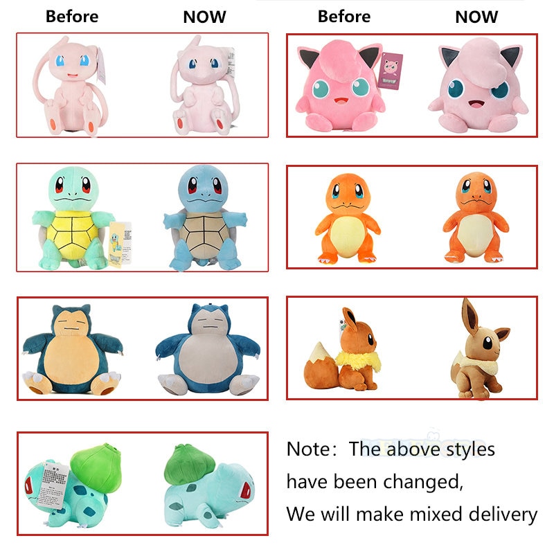 Pokemon Stuffed Animals Plush Toys Charmander Plushies Pikachu Eevee Bulbasaur Squirtle Jigglypuff Meowth Charizard Snorlax Psyduck Peluche Gift