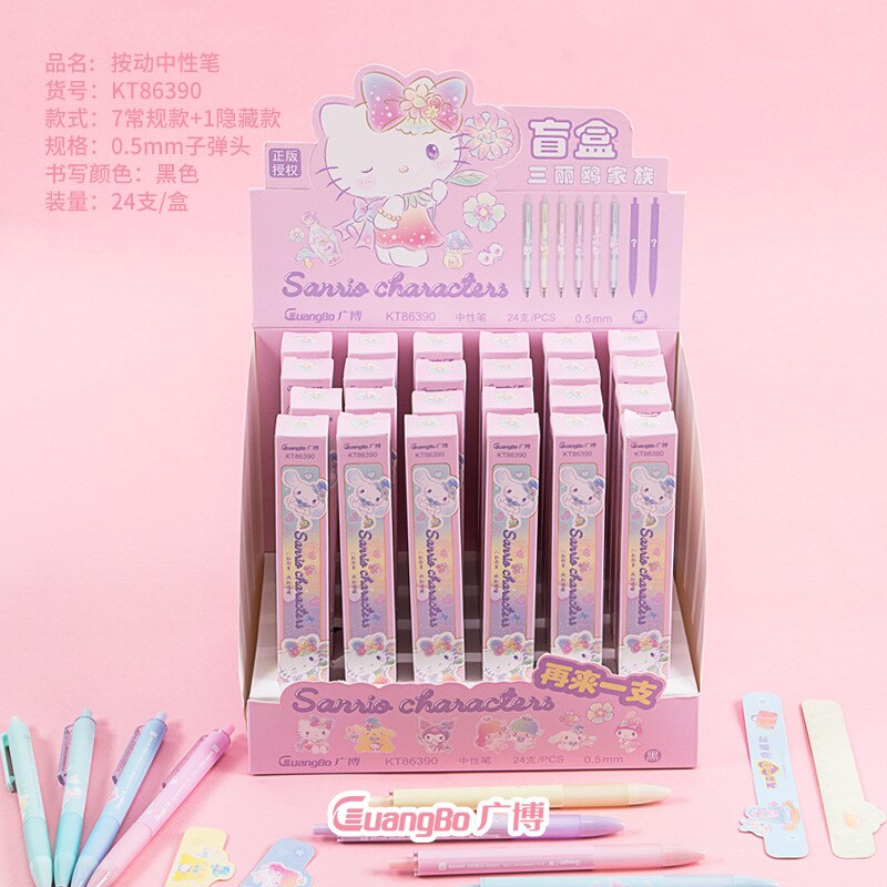 24pcs Sanrio Neutral Pen Cute Hello Kitty Melody Kuromi Cinnamoroll Roller Ball Pens Office School Supplies Stationery Wholesale