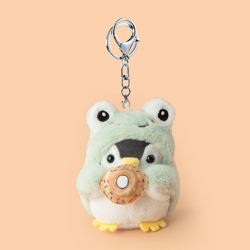 Kawaii Plush Keychain Bag Charm Cartoon Cute Mini Penguin Stuffed Animal Plushies Soft Doll Car Trinket Key Chain Women Girls Keyring Kids Birthday Gifts