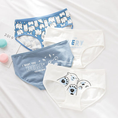 7Pcs/Lot Women's Underwear Cotton Cartoon Panties Print Breathable Briefs Girls Soft Panty Intimates for Female Lingerie