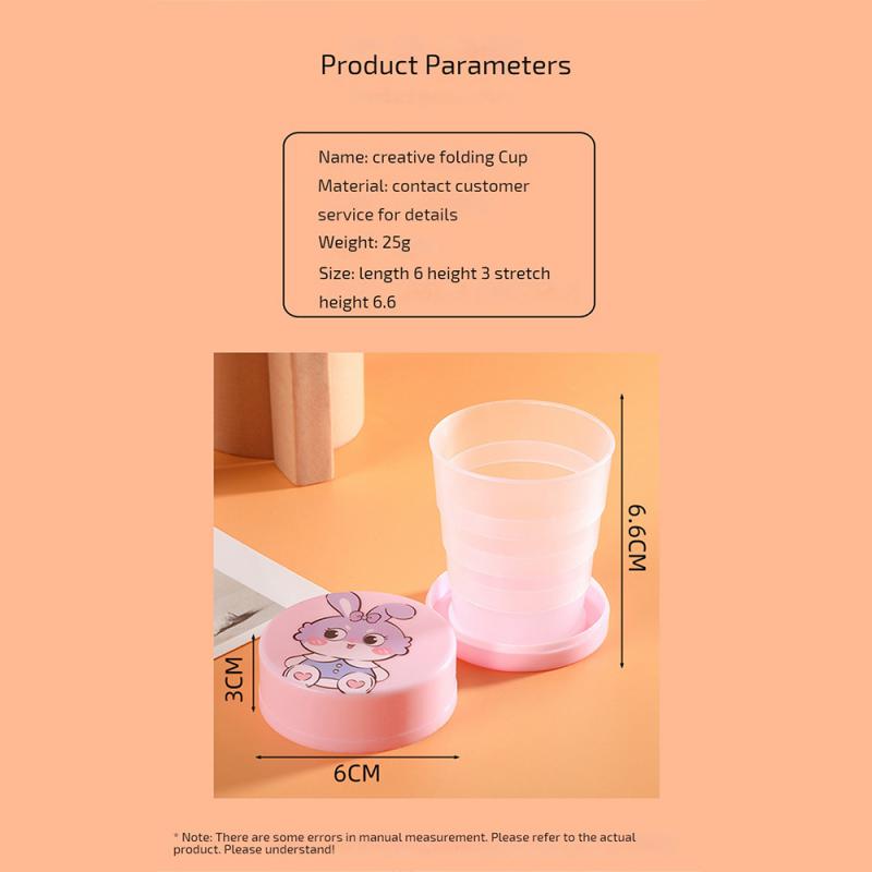 100ML Folding Cup With Lid Portable Reusable Plastic Water Cup Cartoon Collapsible Mouthwash Cup Travel Outdoor Drinking Cup