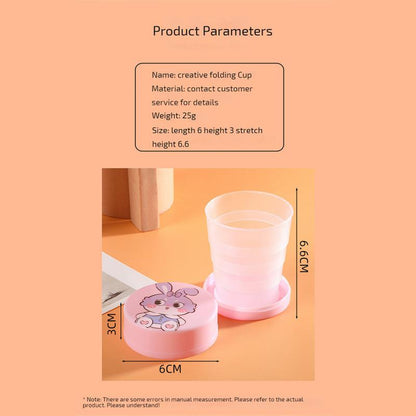 100ML Folding Cup With Lid Portable Reusable Plastic Water Cup Cartoon Collapsible Mouthwash Cup Travel Outdoor Drinking Cup
