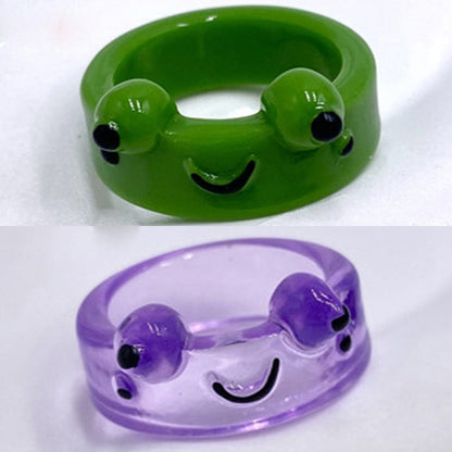 2Pc Cute Frog Rings Lover Polymer Clay Resin Acrylic Rings for Women Girls Couple Travel Ring Summer Fashion Animal Jewelry Gift
