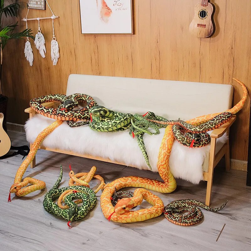 110/160CM Realistic Python Snake Plush Toy Giant Boa Cobra Long Stuffed Animal Snake Plushie Pillow Children Boys Gift Home Decoration