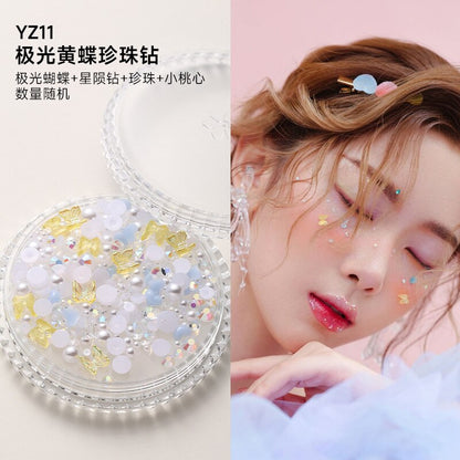 1Box Eyes Face Makeup Facial Decoration Patch Butterfly Diamond Pearl Adhesive Rhinestone Glitter Sequin DIY Nail Art Decoration