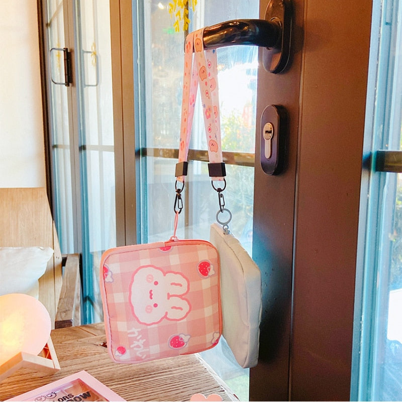 Cute Large Capacity Sanitary Napkin Storage Bags Cartoon Rabbit Bear Girls Physiological Period Tampon Organiser Bag Mini Bag