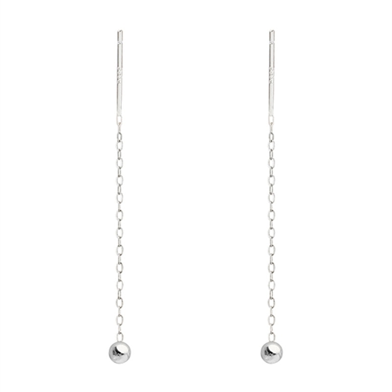 Fashion Stainless Steel Dangle Earring Geometric Ball Long Tassel Chain Drop Earrings For Women Minimalism Ear Line Kpop Jewelry