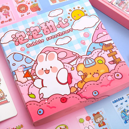 Mr. Paper 50Psc Bulk Cartoon Cute Stickers PET Waterproof Handbook Decoration Korean Stationery Kawaii Stickers for Kids Supplie