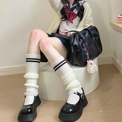 Gothic Women's Striped Leg Warmers Lolita Long Socks Knitted Leggings Japanese Sweets Winter Socks Kawaii Arm Ankle Warmers
