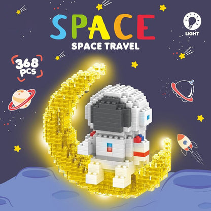 Cartoon LOVE Astronaut Micro Building Blocks Moon Spaceman Earth Figures Diamond Mini Brick Figrues Toys For Kids Birthday Gift