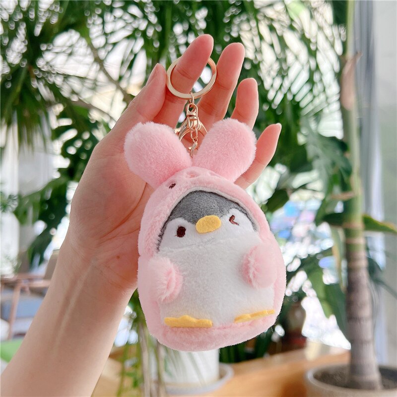 Kawaii Plush Keychain Bag Charm Cartoon Cute Mini Penguin Stuffed Animal Plushies Soft Doll Car Trinket Key Chain Women Girls Keyring Kids Birthday Gifts