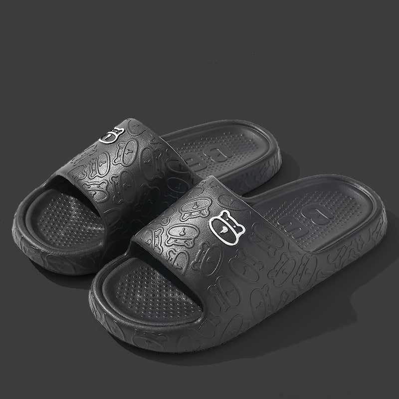 Cute Cat Print Women Slippers Home Indoor Slides Men Women Flat Slippers Cartoon Non-Slip Outdoor Beach Slides Shoes Shower