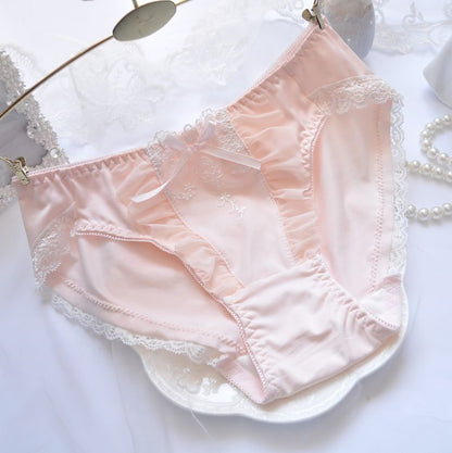 Cotton Ruffle Cute Lovely Sweety Girl Panties Bow Japanese Princess Style High Elasticity Breathable Women Underwear Breifs