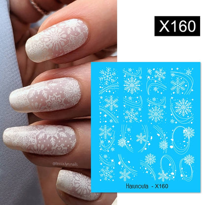 Harunouta Simple Flowers 3D Nail Stickers Gold Heart French Tip Lines Leopard Print Design Adhesive Sliders Manicure Nail Decals