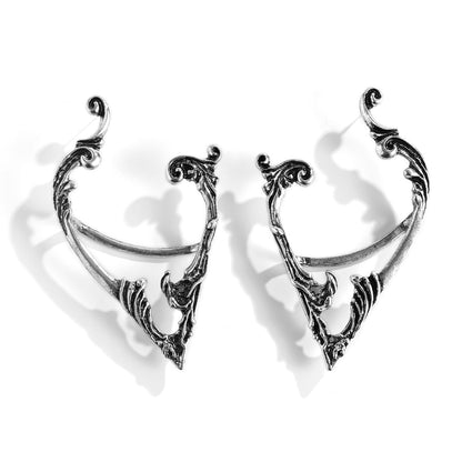Punk Fairy Ear Cuff Goth Earring Dark Elf Ear Clip Earrings For Women Retro Silver Color Hip Hop Halloween Party Jewelry Gift