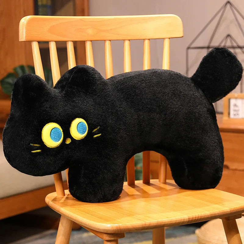 100cm Sleeping Giant Cat Plush Pillow Kawaii Big Eyes Flat Toys Soft Stuffed Animal Cartoon Doll Black Kitten Kitty Plushies Nap Sofa Bed Cushion Christmas Birthday Gift