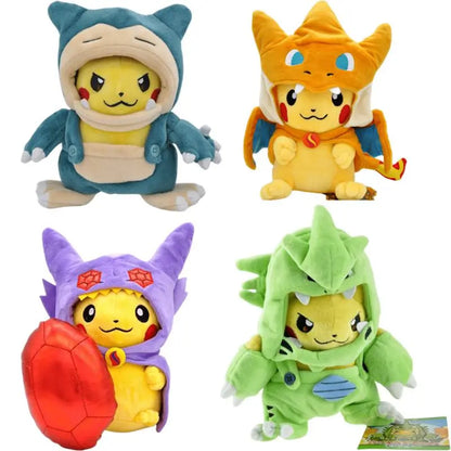 Cartoon Pokemon Pikachu Cross Dressing Series Children Plush Stuffed Doll Cosplay Charizard Snorlax Sableye Cute Kawaii Kids Toy