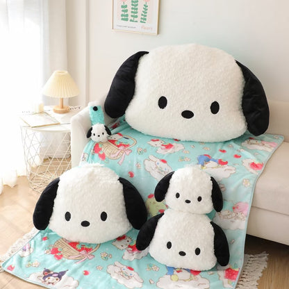 Cute Sanrio Pochacco Headrest Safety Belt Cover Soft Car Accessories Stuffed Animal Back Cushion Plushies Hug Pillow Blanket Plush Toy Birthday Gifts