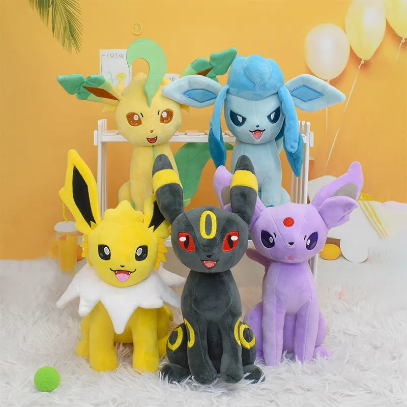 New TAKARA TOMY Pokemon Squat Shiny Umbreon Vaporeon Espeon Sylveon Animal Stuffed Plush Quality Cartoon Toy 23-30cm